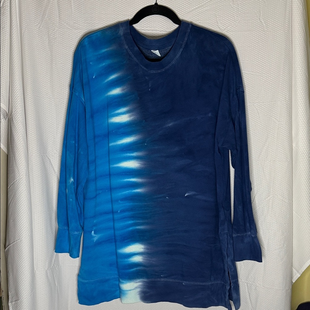 Old Navy Blue Tie Dye Oversized Crew Neck Shirt Sweatshirt Sz Medium